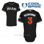 Maglia Baseball Uomo Miami Marlins Adeiny Hechavarria 3 Nero Alterner Cool Base