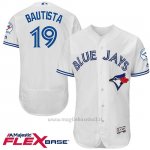 Maglia Baseball Uomo Toronto Blue Jays Jose Bautista 19 Bianco Flex Base Autentico Collezione 40 Anniversario