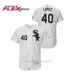 Maglia Baseball Uomo Chicago White Sox Reynaldo Lopez 150th Aniversario Patch Flex Base Bianco Nero