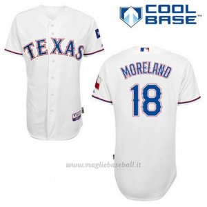 Maglia Baseball Uomo Texas Rangers Mithch Moreland 18 Bianco 1ªCool Base