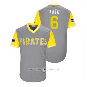 Maglia Baseball Uomo Pittsburgh Pirates Starling Marte 2018 Llws Players Weekend Tato Grigio