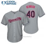 Maglia Baseball Uomo Kansas City Royals 2017 Estrellas y Rayas Kelvin Herrera Grigio Cool Base