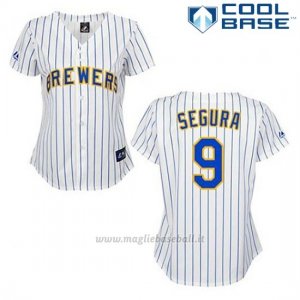 Maglia Baseball Uomo Milwaukee Brewers Jean Segura 9 Bianco Cool Base