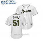 Maglia Baseball Uomo Atlanta Braves Shane Carle 2018 Dia de los Caidos Cool Base Bianco