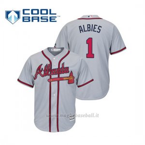 Maglia Baseball Uomo Atlanta Braves Ozzie Albies Cool Base Majestic Road 2019 Grigio