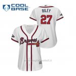 Maglia Baseball Donna Atlanta Braves 27 Austin Riley 2019 Postseason Cool Base Bianco