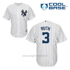 Maglia Baseball Uomo New York Yankees Babe Ruth 3 Bianco 1ªCool Base