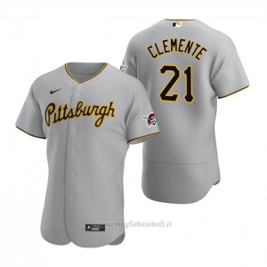 Maglia Baseball Uomo Pittsburgh Pirates Roberto Clemente Autentico Road Grigio