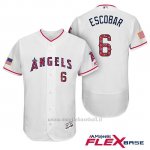 Maglia Baseball Uomo Los Angeles Angels 2017 Estrellas y Rayas Yunel Escobar Bianco Flex Base