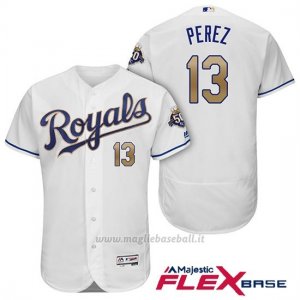 Maglia Baseball Uomo Kansas City Royals Salvador Perez Bianco 50th Season Alterner Flex Base