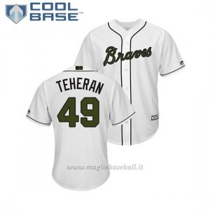 Maglia Baseball Uomo Atlanta Braves Julio Teheran 2018 Dia de los Caidos Cool Base Bianco