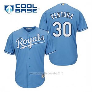 Maglia Baseball Uomo Kansas City Royals Yordano Ventura 30 Powder Blu Alterner Cool Base