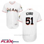 Maglia Baseball Uomo Miami Marlins 51 Ichiro Suzuki 1ªBianco Flex Base Autentico Collezione
