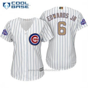 Maglia Baseball Donna Chicago Cubs 6 Carl Edwards Jr. Bianco Or Program Cool Base