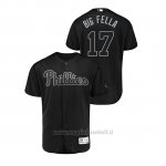 Maglia Baseball Hombre Philadelphia Phillies 17 Rhys Hoskins 2019 Players Weekend Autentico Nero