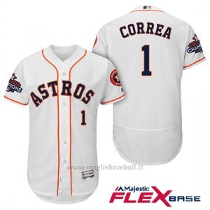 Maglia Baseball Uomo Houston Astros 2017 World Series Campione Carlos Correa Bianco Flex Base