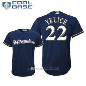 Maglia Baseball Bambino Milwaukee Brewers Christian Yelich Cool Base Majestic Alterner Blu