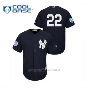 Maglia Baseball Uomo New York Yankees Jacoby Ellsbury 2019 Entrenamiento De Primavera Cool Base Blu