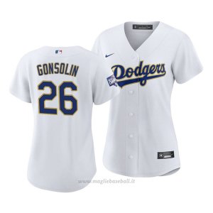 Maglia Baseball Donna Los Angeles Dodgers Tony Gonsolin 2021 Gold Program Replica Bianco