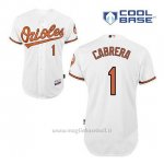 Maglia Baseball Uomo Baltimore Orioles 1 Everth Cabrera Bianco 1ªCool Base