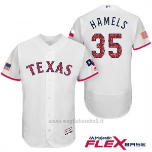 Maglia Baseball Uomo Texas Rangers 2017 Estrellas y Rayas Cole Hamels Bianco Flex Base