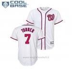 Maglia Baseball Bambino Washington Nationals Trea Turner Cool Base Majestic 1ªReplica Bianco