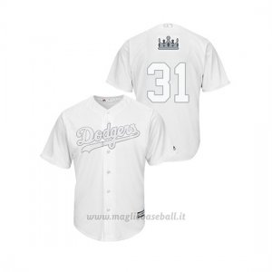 Maglia Baseball Hombre Los Angeles Dodgers 31 Joc Pederson 2019 Players Weekend Replica Bianco
