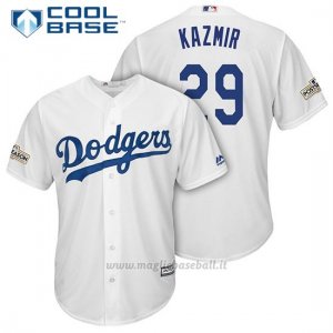 Maglia Baseball Uomo Los Angeles Dodgers 2017 Postseason Scott Kazmir Bianco Cool Base