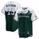 Maglia Baseball Uomo Colorado Rockies Charlie Blackmon 2022 City Connect Replica Verde