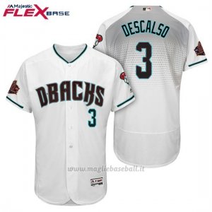 Maglia Baseball Uomo Arizona Diamondbacks 3 Daniel Descalso Bianco Aqua 1ª20 Anniversario Flex Base