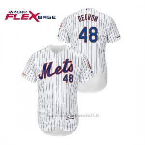 Maglia Baseball Uomo New York Mets Jacob Degrom 150th Aniversario Patch Autentico Flex Base Bianco