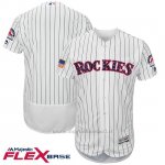 Maglia Baseball Uomo Colorado Rockies 2017 Estrellas y Rayas Bianco Flex Base
