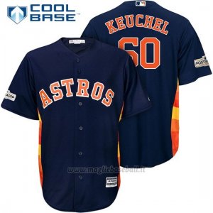 Maglia Baseball Uomo Houston Astros 2017 Postseason Dallas Keuchel Blu Cool Base