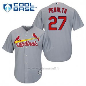 Maglia Baseball Uomo St. Louis Cardinals Jhonny Peralta 27 Grigio Cool Base
