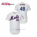 Maglia Baseball Uomo New York Mets Jacob Degrom 150th Aniversario Patch Autentico Flex Base Bianco