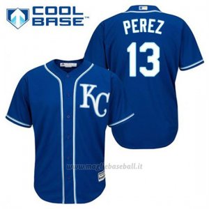 Maglia Baseball Uomo Kansas City Royals Salvador Perez 13 Blu Alterner Cool Base