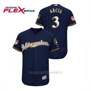 Maglia Baseball Uomo Milwaukee Brewers Orlando Arcia 2019 Entrenamiento De Primavera Flex Base Blu