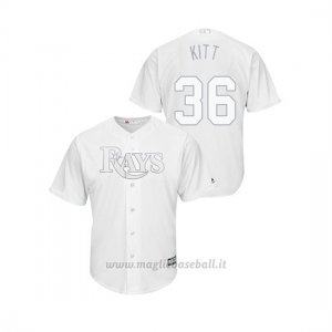 Maglia Baseball Hombre Tampa Bay Rays 36 Andrew Kittredge 2019 Players Weekend Replica Bianco