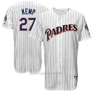 Maglia Baseball Uomo San Diego Padres San Diego Matt Kemp Turn Back The Clock Bianco