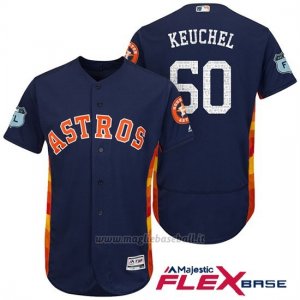 Maglia Baseball Uomo Houston Astros Dallas Keuchel 60 Blu 2017 Allenamento Primaverile Flex Base Giocatore