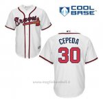 Maglia Baseball Uomo Atlanta Braves 30 Orlando Cepeda Bianco 1ªCool Base
