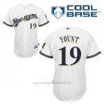 Maglia Baseball Uomo Milwaukee Brewers Robin Yount 19 Bianco 1ªCool Base