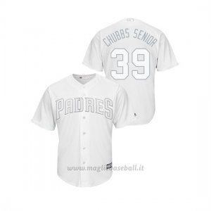Maglia Baseball Hombre San Diego Padres 39 Kirby Yates 2019 Players Weekend Replica Bianco