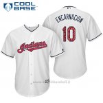 Maglia Baseball Uomo Cleveland Indians 2017 Estrellas y Rayas 10 Edwin Encarnacion Bianco Cool Base
