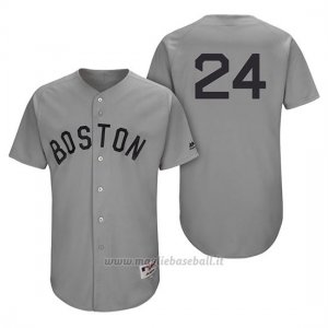 Maglia Baseball Uomo Boston Red Sox 24 David Price Grigio Turn Back The Clock Autentico