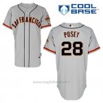 Maglia Baseball Uomo San Francisco Giants Buster Posey 28 Grigio Cool Base