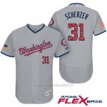 Maglia Baseball Uomo Washington Nationals 2017 Estrellas y Rayas Max Scherzer Grigio Flex Base