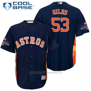Maglia Baseball Uomo Houston Astros 2017 World Series Campione Ken Giles Blu Cool Base