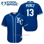 Maglia Baseball Uomo Kansas City Royals Salvador Perez 13 Blu Alterner Cool Base