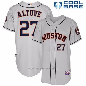 Maglia Baseball Uomo Houston Astros Jose Altuve Majestic Autentico Collezione Grigio Cool Base